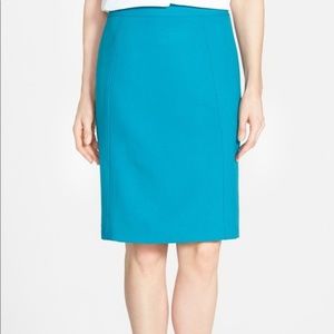 Halogen. Teal Blue Knee High Waist Pencil Skirt.